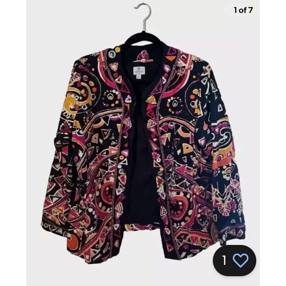 NEW Chico’s Embellished Calandra Jacket Sequins Black MEDIUM Made in India - Picture 16 of 16